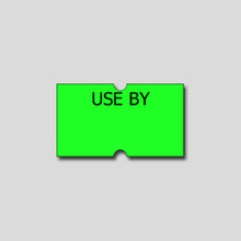 Load image into Gallery viewer, 'Use BY' Freezer Grade 21x12mm Fluoro Green Labels - Get Labels