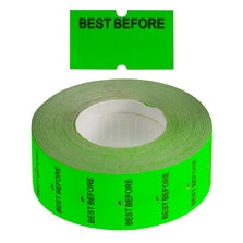 'Best Before' Freezer Grade 21X12mm Fluoro Green Labels - Get Labels
